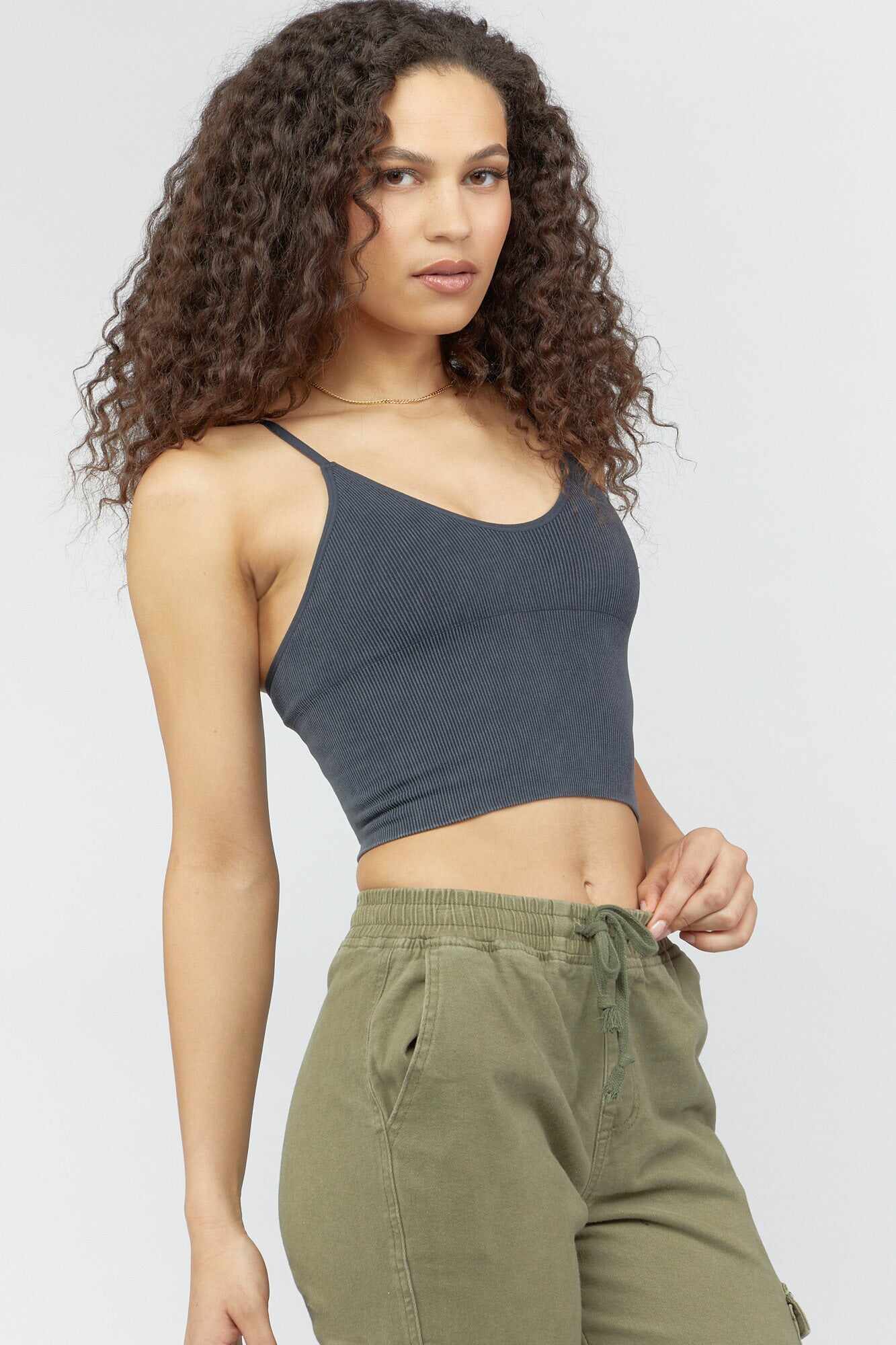 Women Apparel | Seamless Ribbed Cropped Cami Ivory Forever21 - DV17620