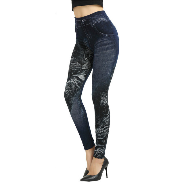 Faux Denim Jeans Leggings