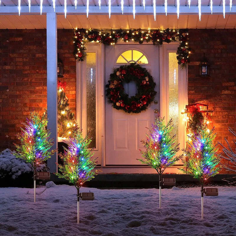 Solar Christmas LED Colored Pine and Cypress Tree Light