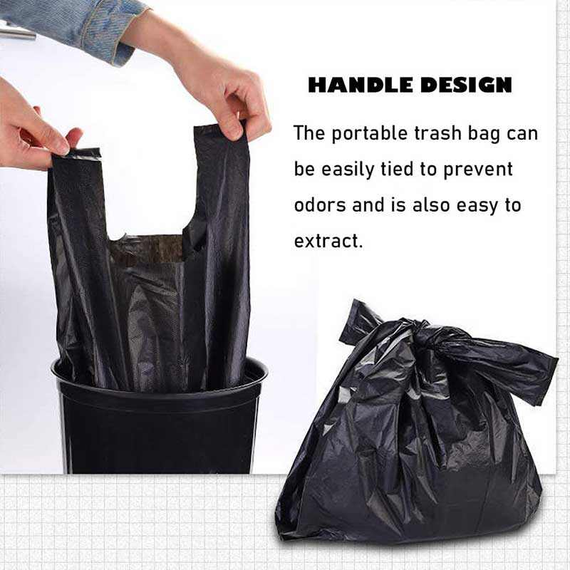 Black Bathroom Plastic Bags with Handle (50PC)