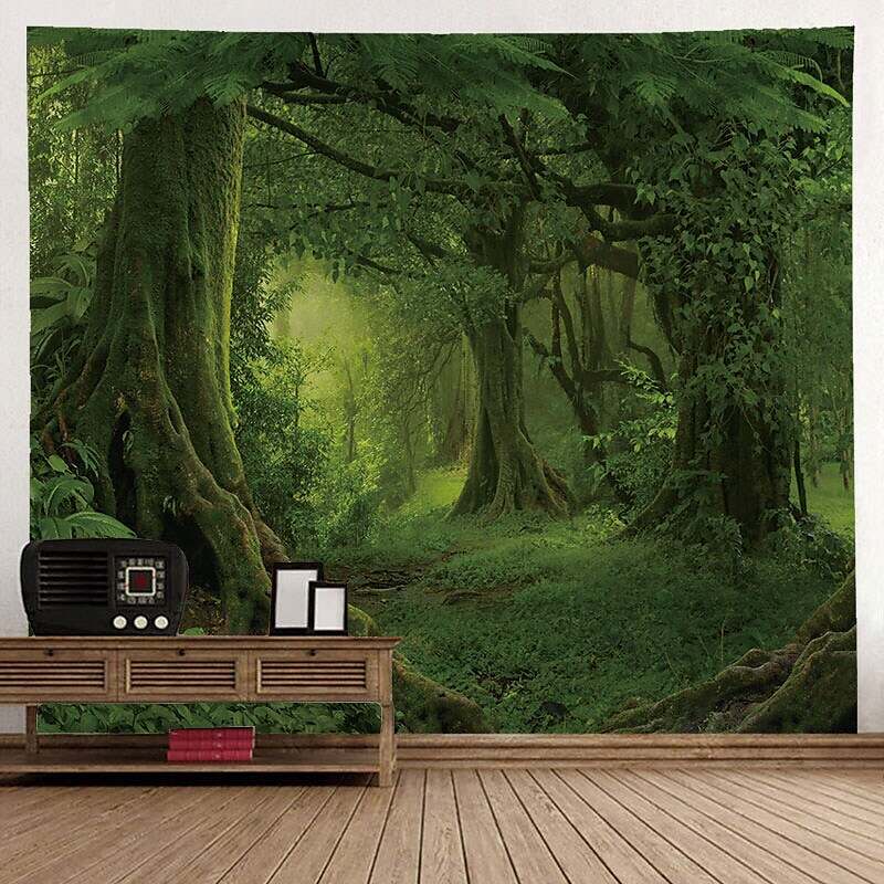 Nature Wall Tapestry Art Decor Landscape Sunshine Through Tree Forest