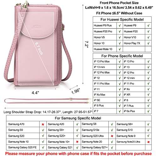 S-ZONE PU Leather RFID Blocking Crossbody Cell Phone Bag for Women Wallet Purse