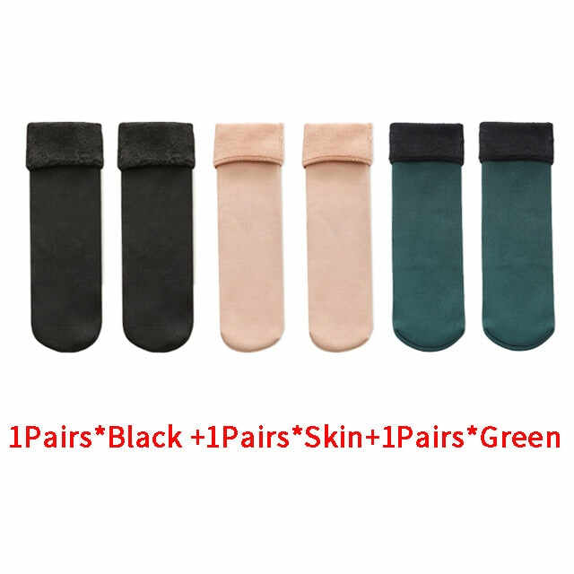 Buy 1 (2 pairs), Get 1pair  Velvet Women Winter Warm Thicken Thermal Socks (2pairs)