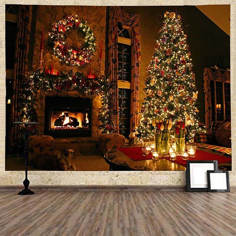 Christmas Tree Holiday Party Wall Tapestry Art Decor Bedroom Living Room Decoration