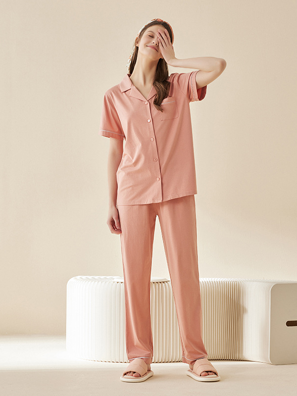 Modal V Neck Plain Sports Short Pajama Set