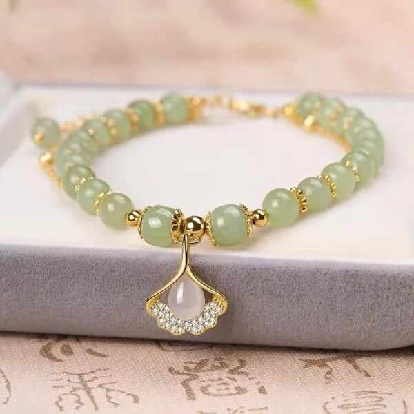 Last Day BUY 1 GET 1 FREE --Lucky Wada Jade gold leaf bracelet