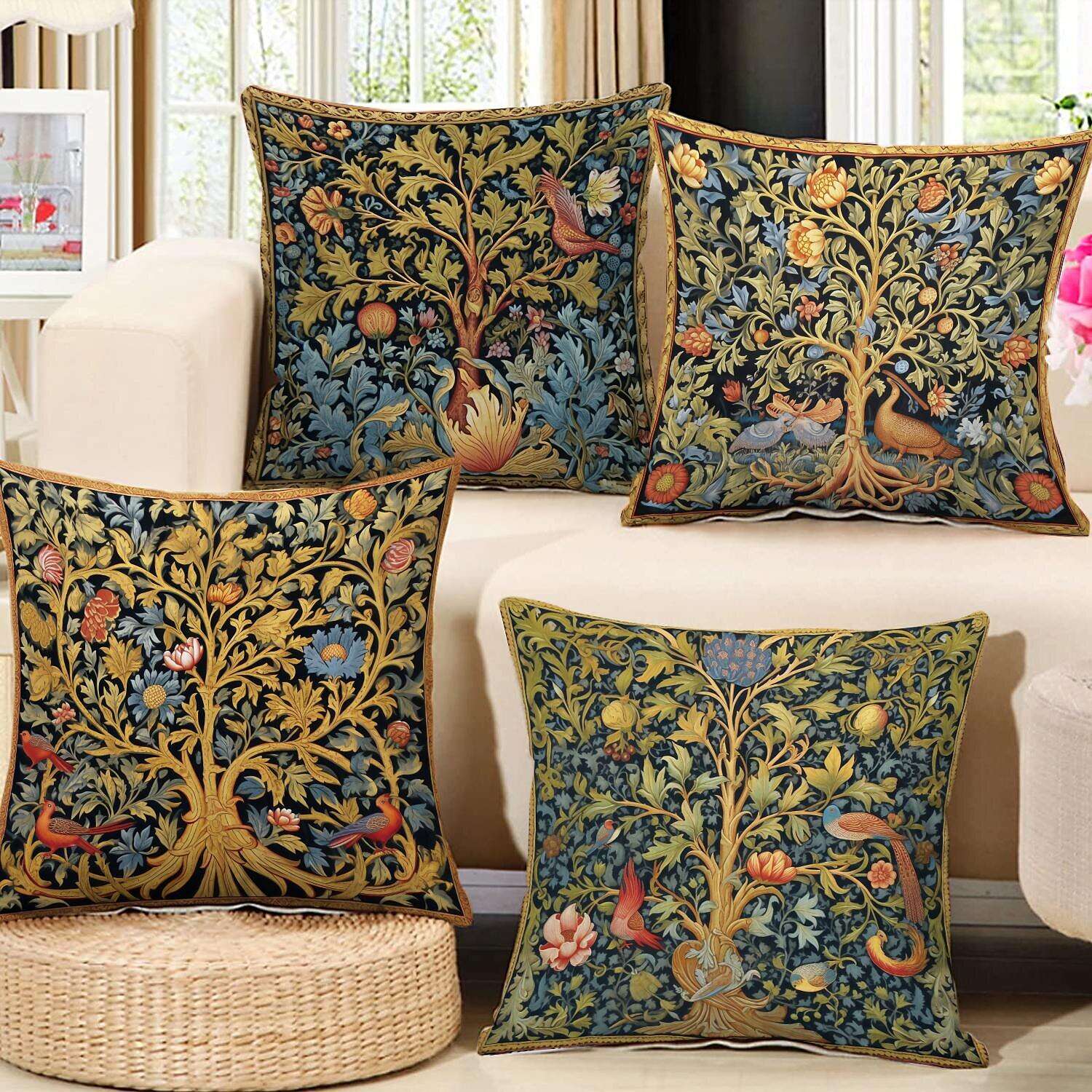 Tree of Life Double Side Pillow Cover 4PC Soft Decorative Square Cushion Case Pillowcase for Bedroom Livingroom Sofa Couch Chair