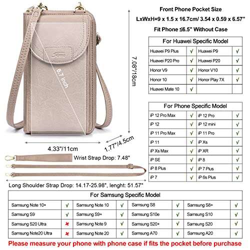 S-ZONE PU Leather RFID Blocking Crossbody Cell Phone Bag for Women Wallet Purse