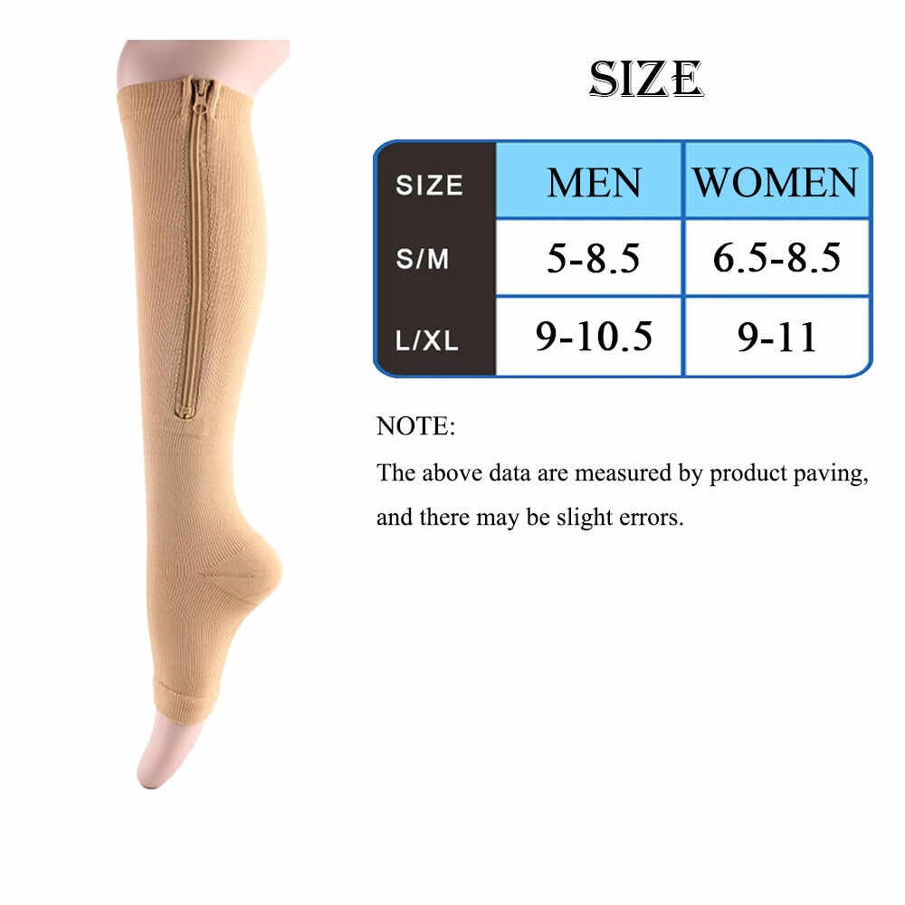 Compression Socks Unisex Support Knee Zipper