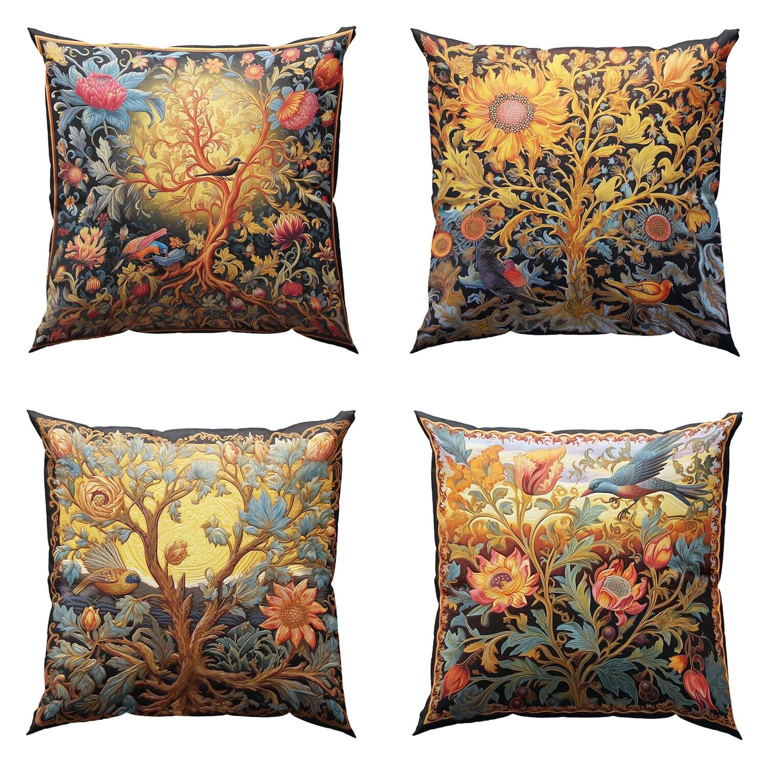 Tree of Life Double Side Pillow Cover 4PC Soft Decorative Square Cushion Case Pillowcase for Bedroom Livingroom Sofa Couch Chair