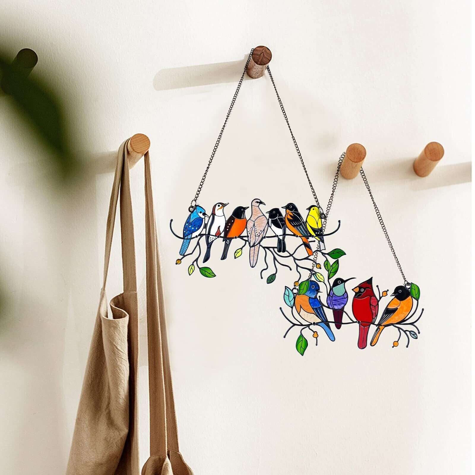 BIG SALE - 60% OFFThe Best Gift-Birds Stained  Window  Panel Hangings