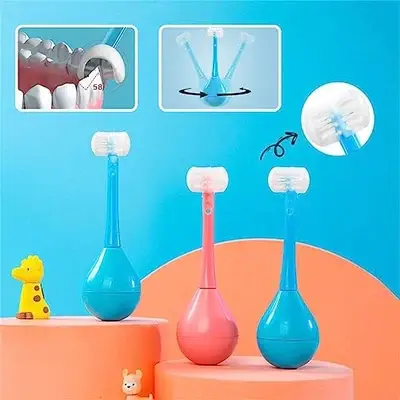 👍 Novelty Cute Tumbler Three-sided Children's Toothbrush