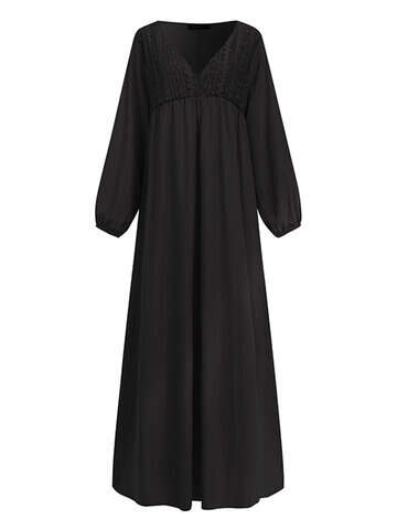 Women Other | Lace Crochet V-neck Long Sleeve Plus Size Maxi Dress - RW00140