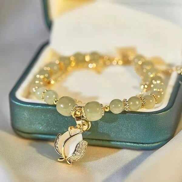 Last Day BUY 1 GET 1 FREE --Lucky Wada Jade gold leaf bracelet