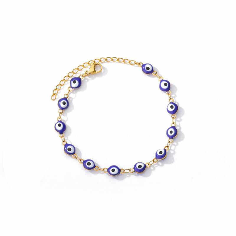 Stainless Steel Evil Eye Anklets For Women Enamel Round Leg Chain Blue Evil Eye Anklets Bracelet Summer Beach Foot Jewelry Gift