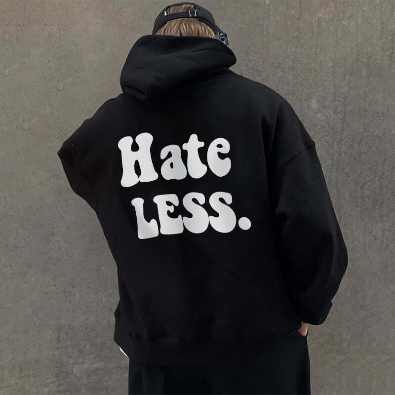 Love More Hate Less Print Hoodie