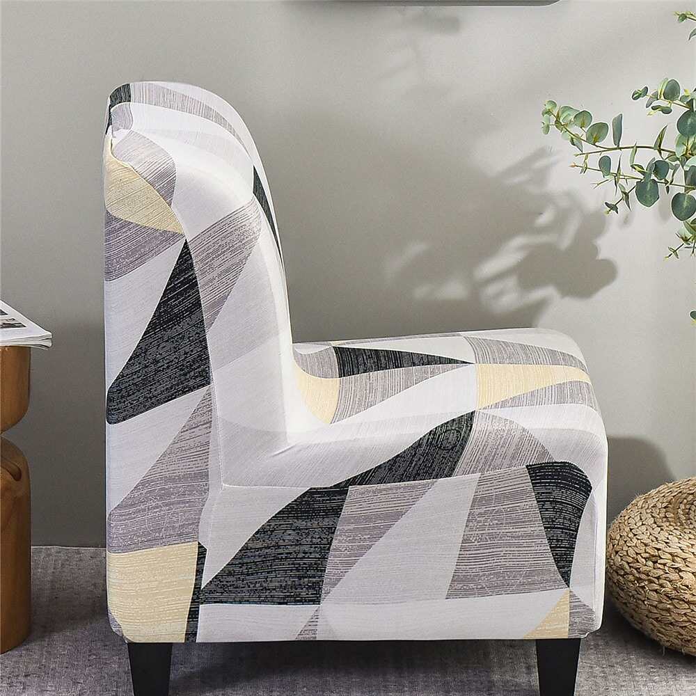 Stretc Accent Chair Cover Geometric Pattern