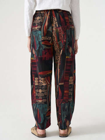 Women Pants & Capris | Vintage Print Dual Pocket Elastic Waist Pants For Women - QV39349