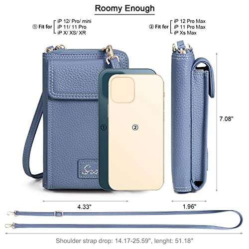 S-ZONE PU Leather RFID Blocking Crossbody Cell Phone Bag for Women Wallet Purse