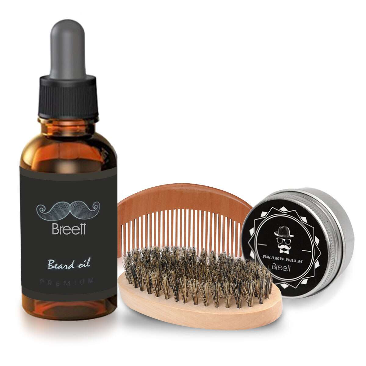 COSPROF BEARD OIL, BALM, BRUSH AND COMB KIT SET FOR MEN BEARD CARE