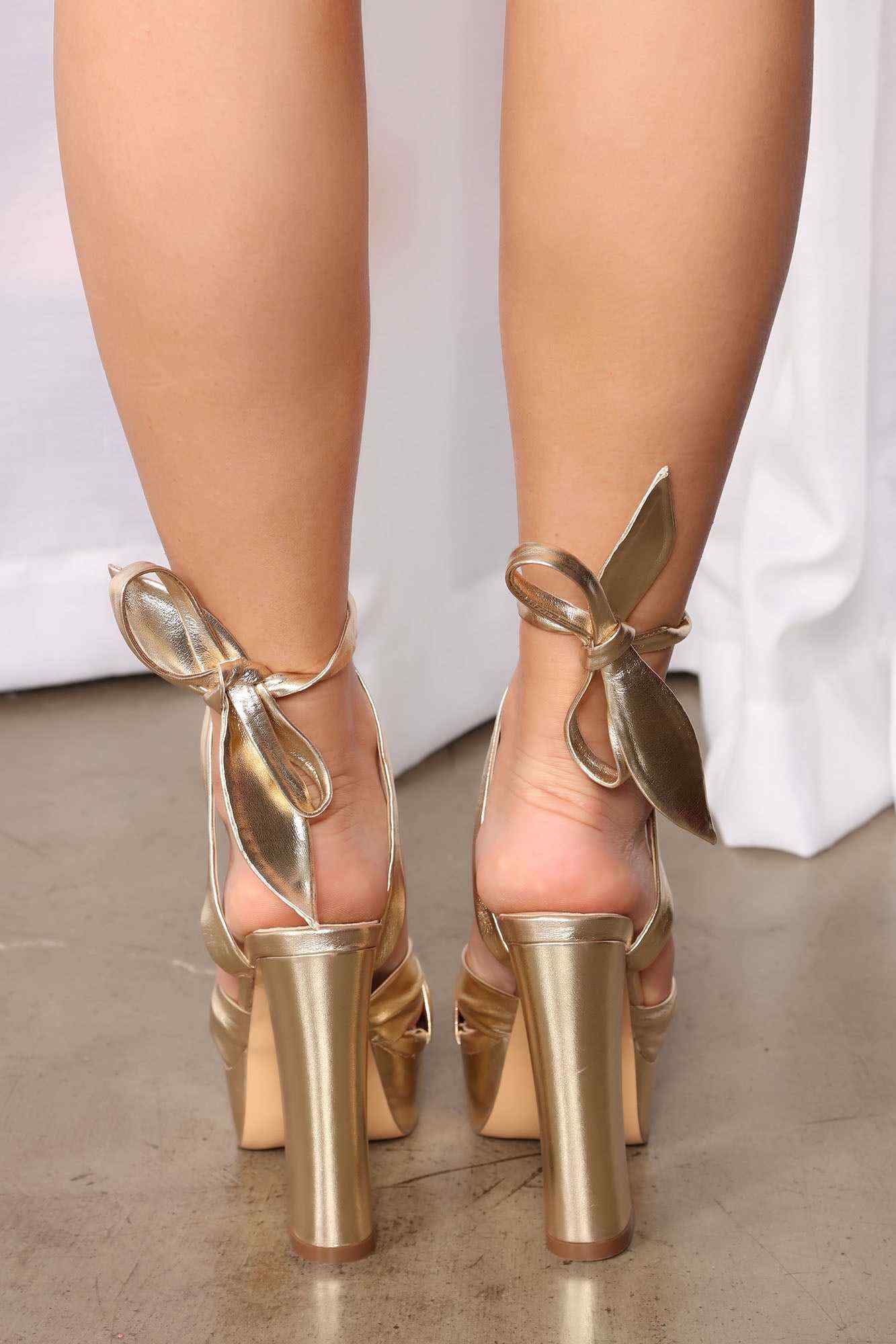 Sweetest Thing Wrap Up Heels   Gold