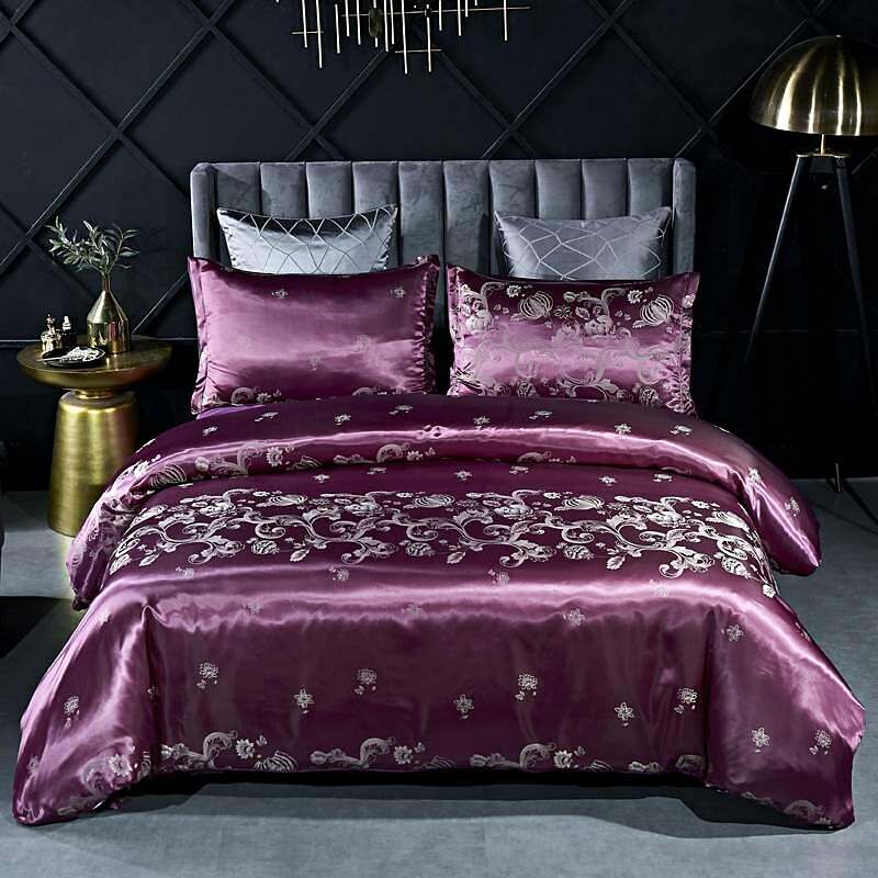 Luxury Jacquard Satin Duvet Cover Set Quilt Bedding Sets Comforter Cover