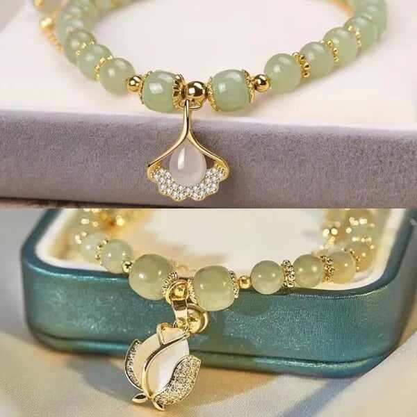 Last Day BUY 1 GET 1 FREE --Lucky Wada Jade gold leaf bracelet