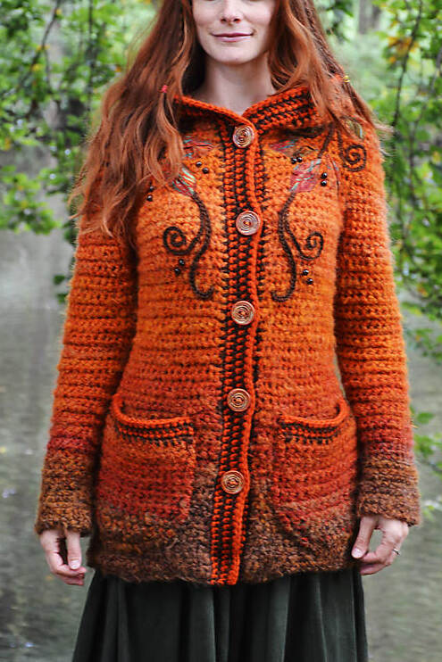 Women Long Sleeve Plus Size Orange Amber Outwear