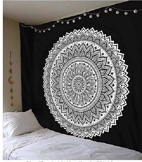 Mandala Bohemian Wall Tapestry Boho Hippie Psychedelic Floral Flower Lotus Indian