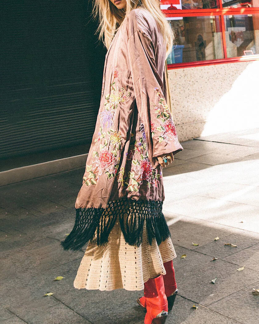 embroidered fringed cardigan