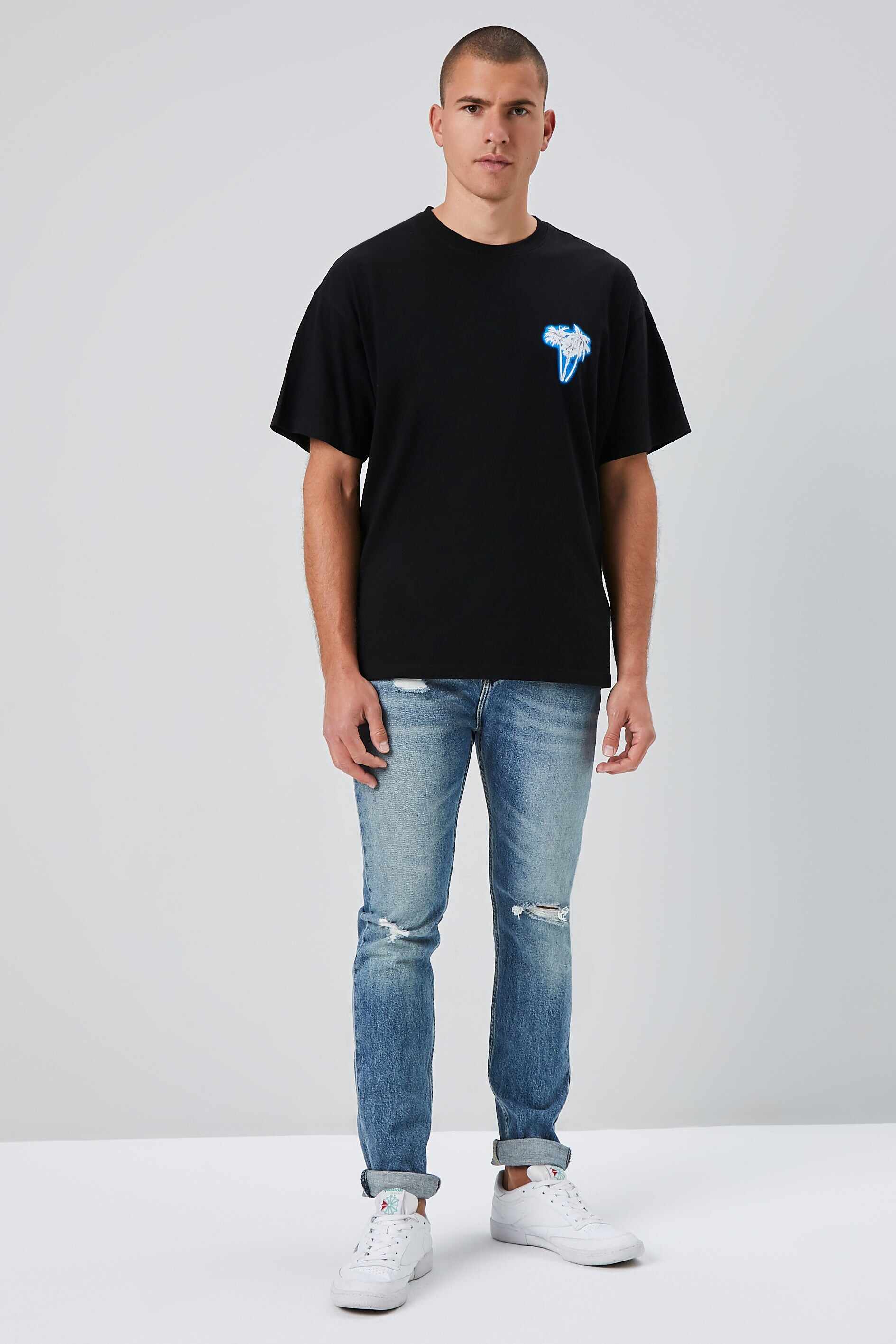 Men Apparel | Paradise Graphic Drop-Sleeve Tee Black Forever21 - IR84652