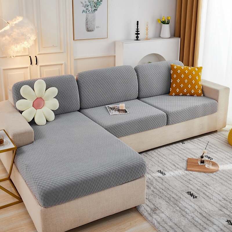 Stretch Sofa Seat Cushion Cover Slipcover 4 or 3 Seater L Shape