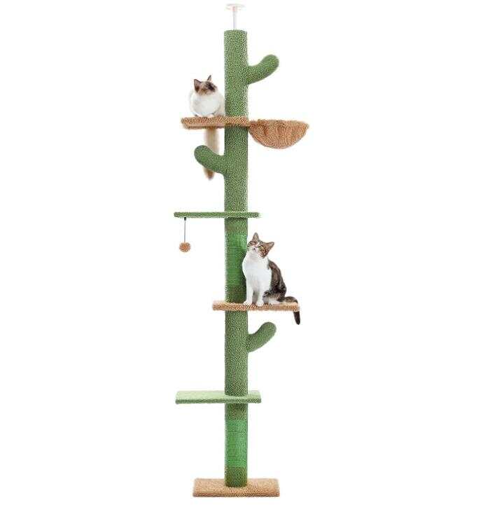 Cat Tree Floor Standing Cat Tower, Adjustable Height (85-112