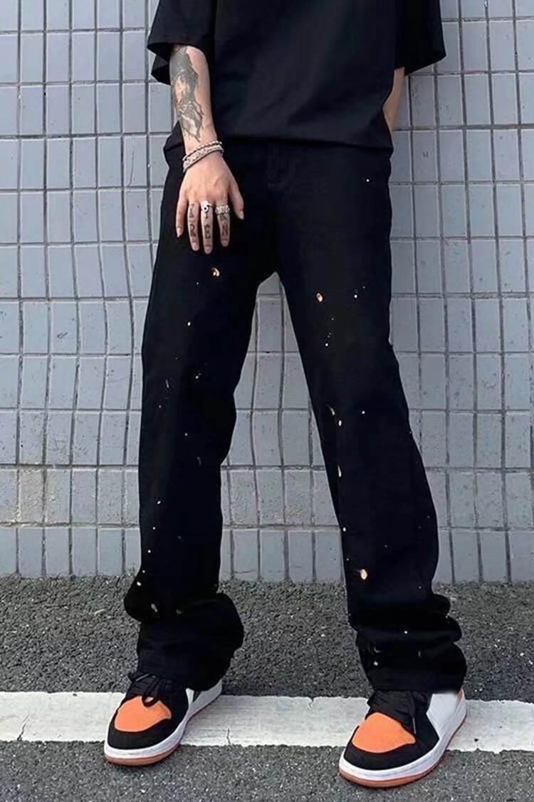 Casual Splattered Straight Jeans