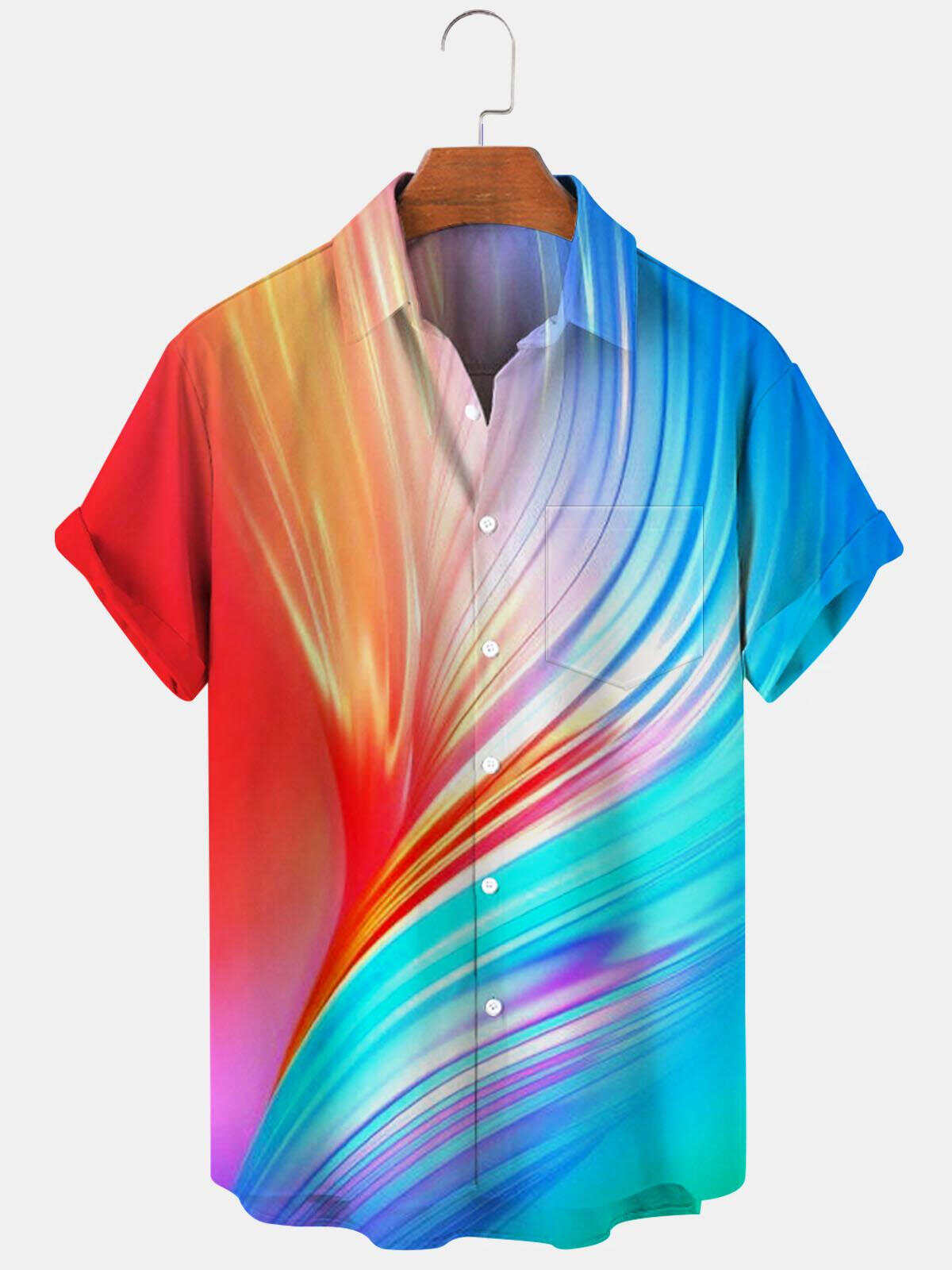 Abstract Men's Shirts With Pocket