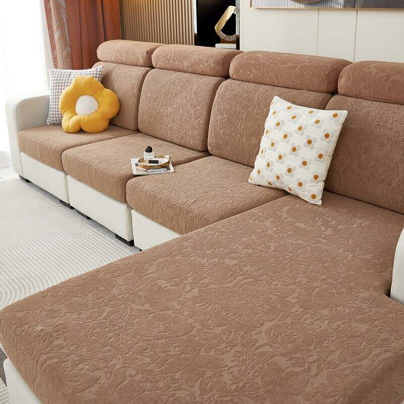 Stretch Sofa Seat Cushion Cover Slipcover Elastic Couch Sectional Armchair Loveseat 4 or 3 Seater L Shape Solid Soft Durable Washable