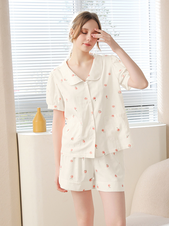 Cotton Floral Regular Sleeve Simple Others Pajama Set