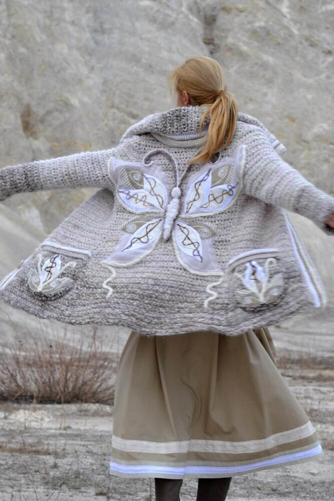 Women Long Sleeve Butterfly Plus Size Outwear