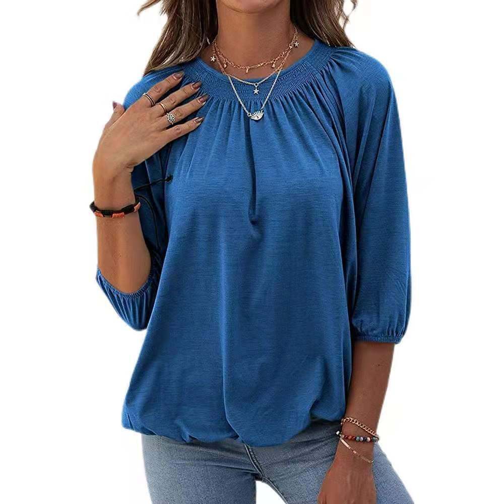 Cotton and linen loose fit women's T-shirt