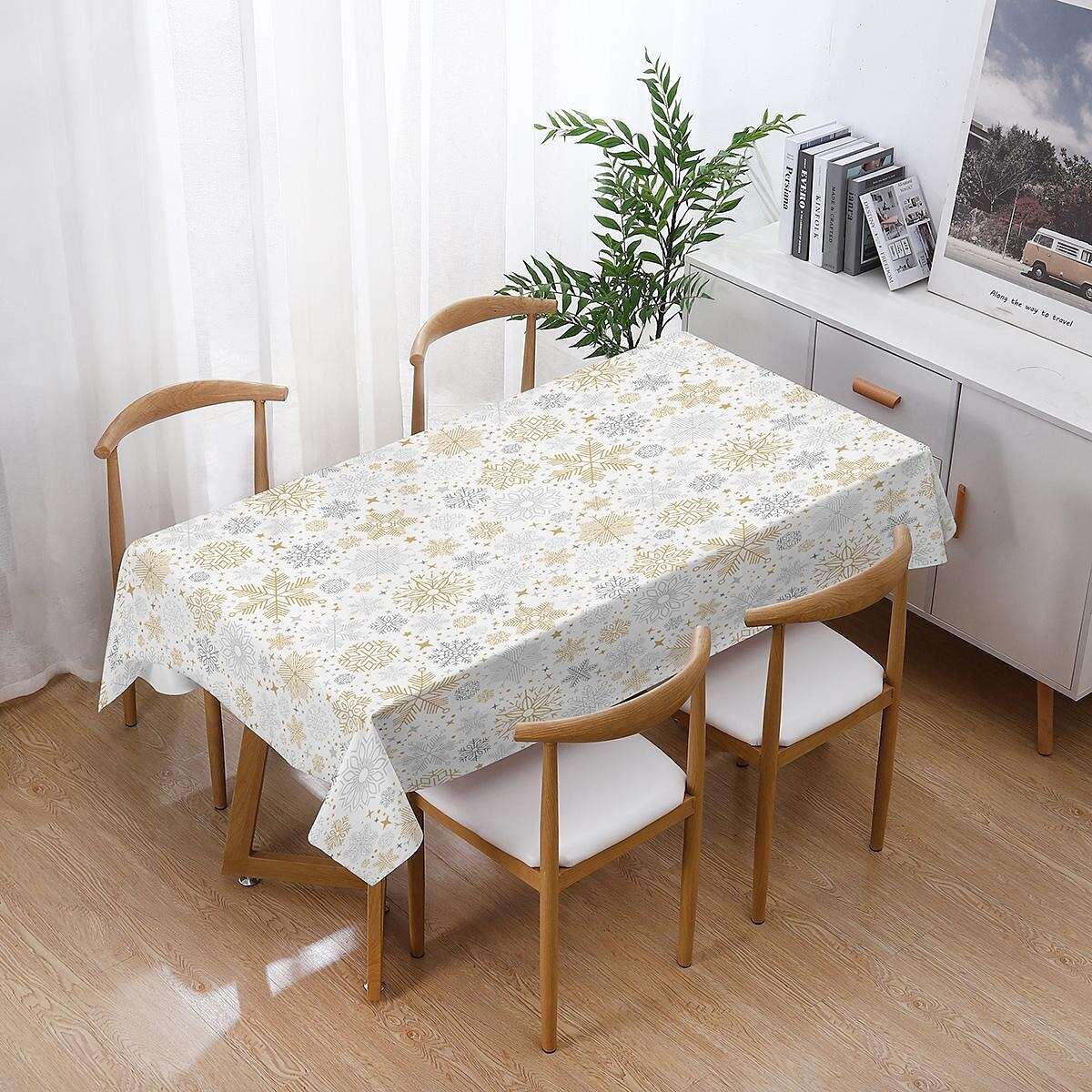 Christmas Printed Cotton Linen Rectangle Tablecloth