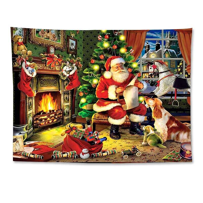 Christmas Santa Claus Holiday Party Wall Tapestry Art Decor