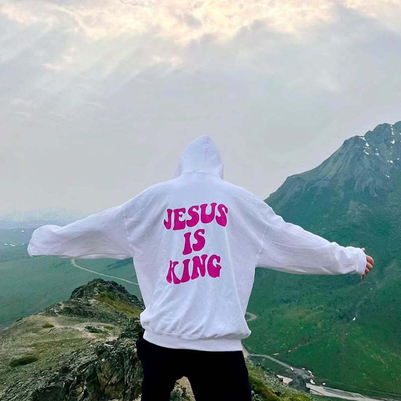 Jesus Is King Print Men's Hoodie