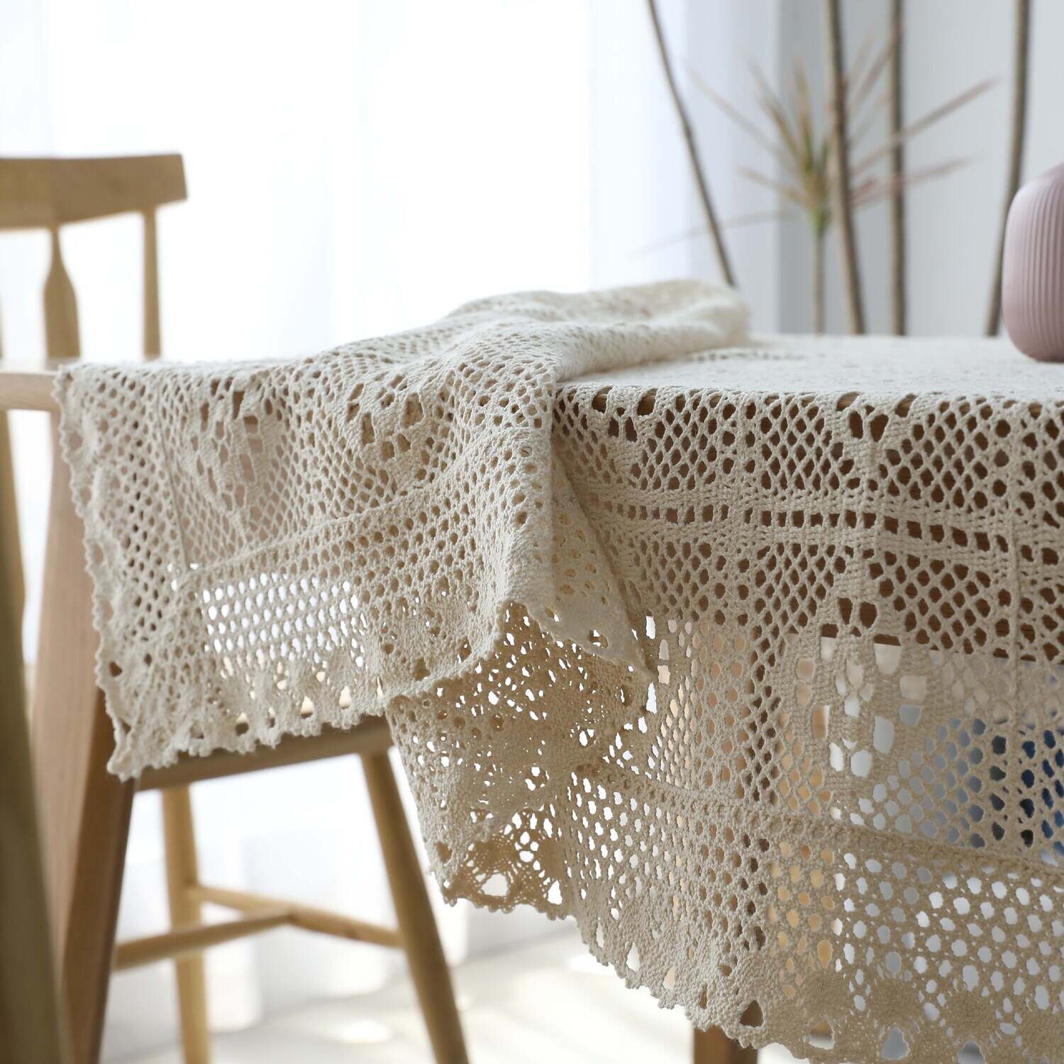 Round Tablecloth,Stain Resistance Cotton Lace Table Cloth