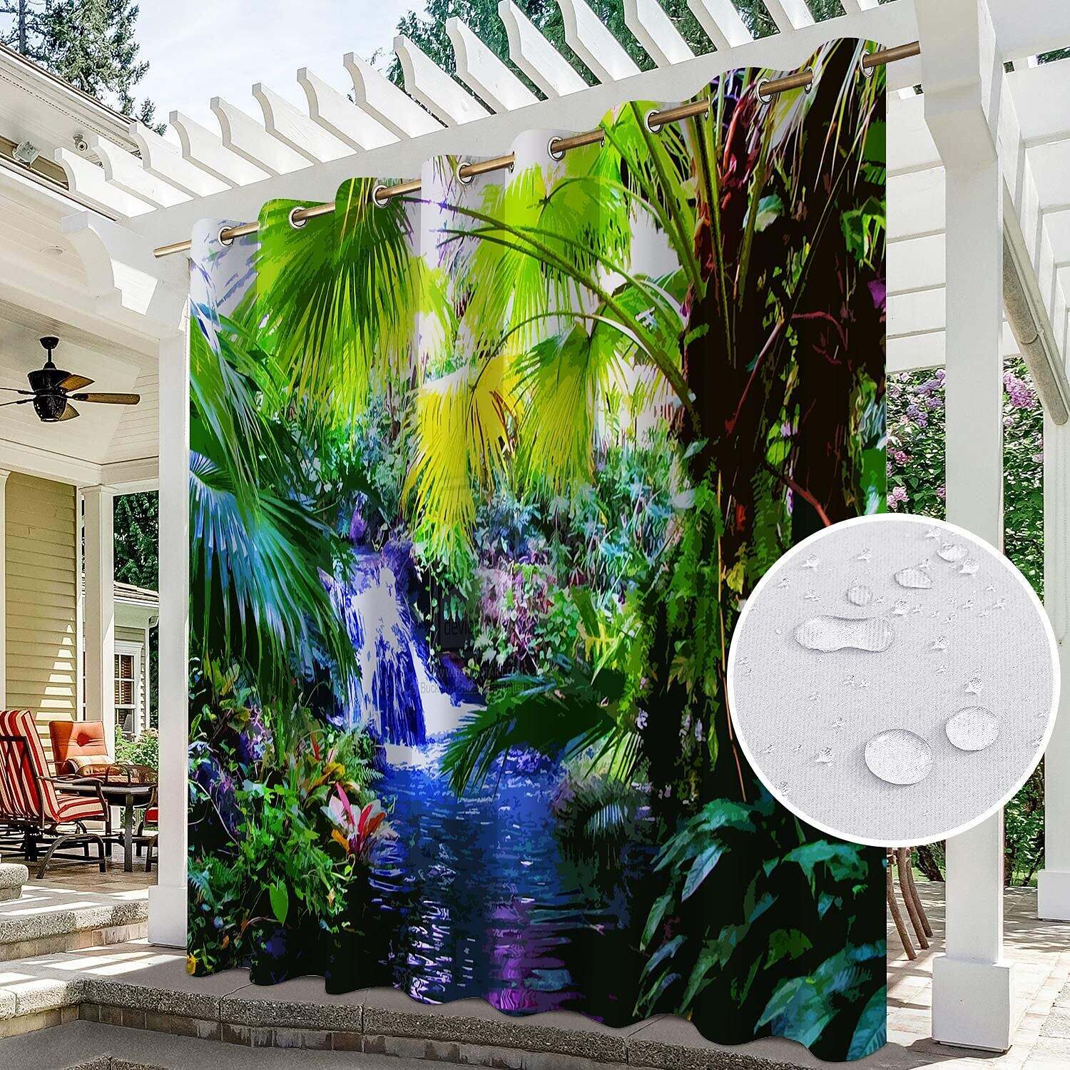 2 Panels Outdoor Curtain Privacy Waterproof