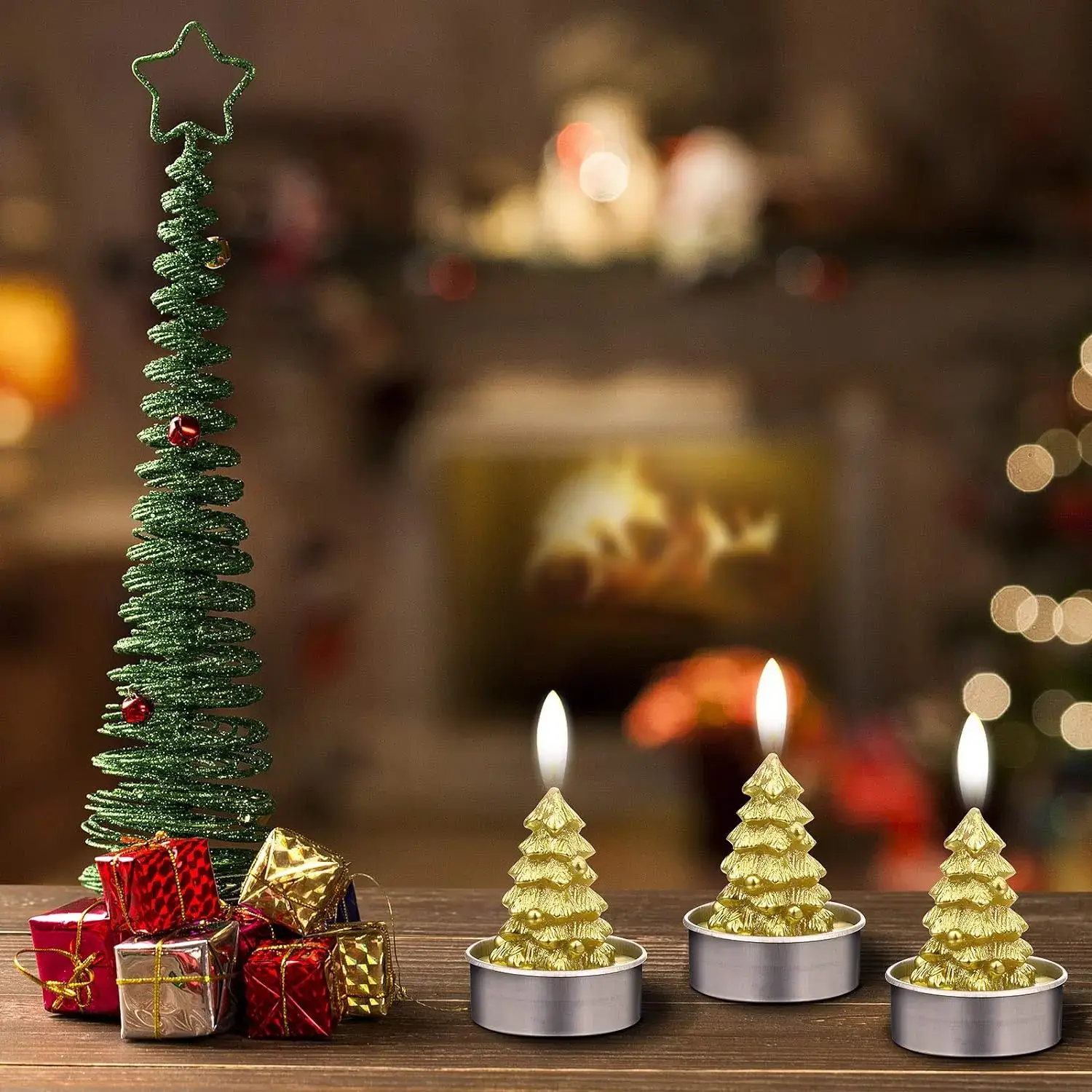 12 Pieces Christmas Tree Tealight Candles Handmade Delicate Tree Candles for Christmas Home Decoration Gifts