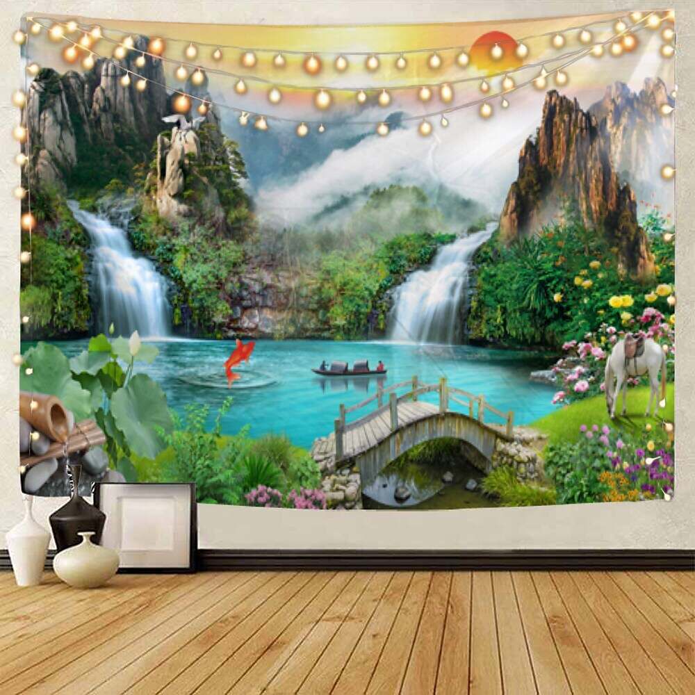 Waterfall Landscape Decorative Wall Tapestry Nature Background Cloth