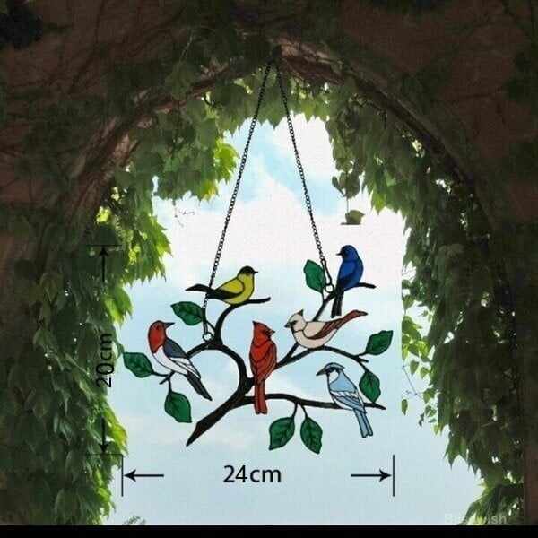 BIG SALE - 60% OFFThe Best Gift-Birds Stained  Window  Panel Hangings