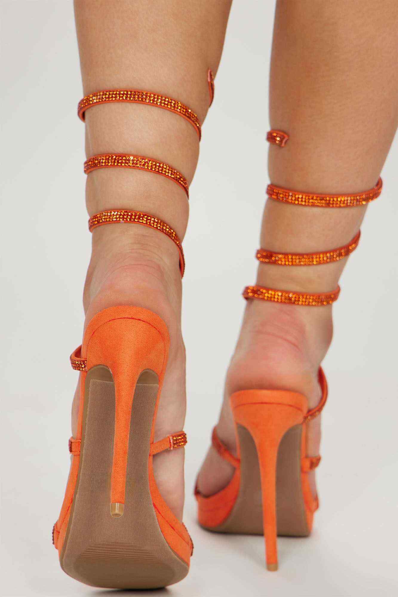 Bring Out The Wild Side Heeled Sandals   Orange