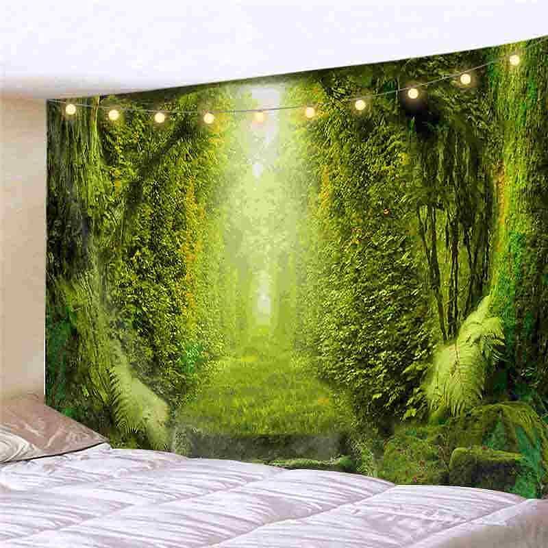 Landscape LED Lights Wall Tapestry Art Decor Waterfall Sunsetn Print