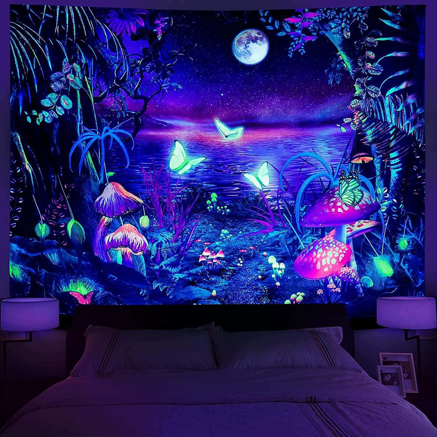 Blacklight UV Reactive Wall Tapestry Butterfly